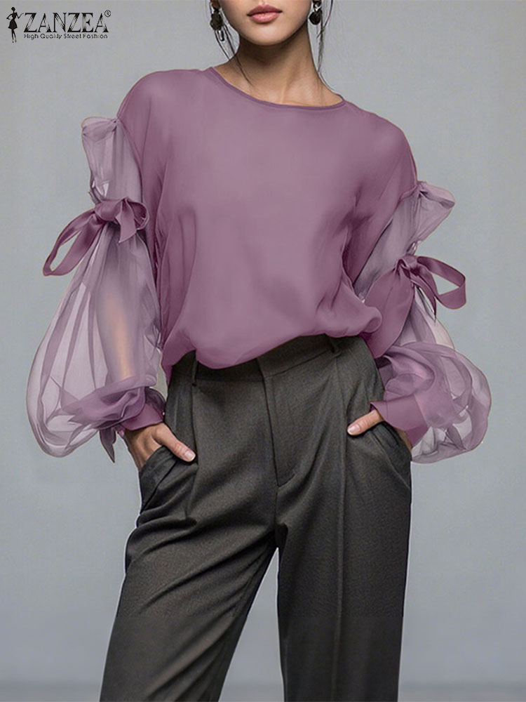 Blouse Off Shoulder - ZANZEA Elegant Bow Women Blouse 2025