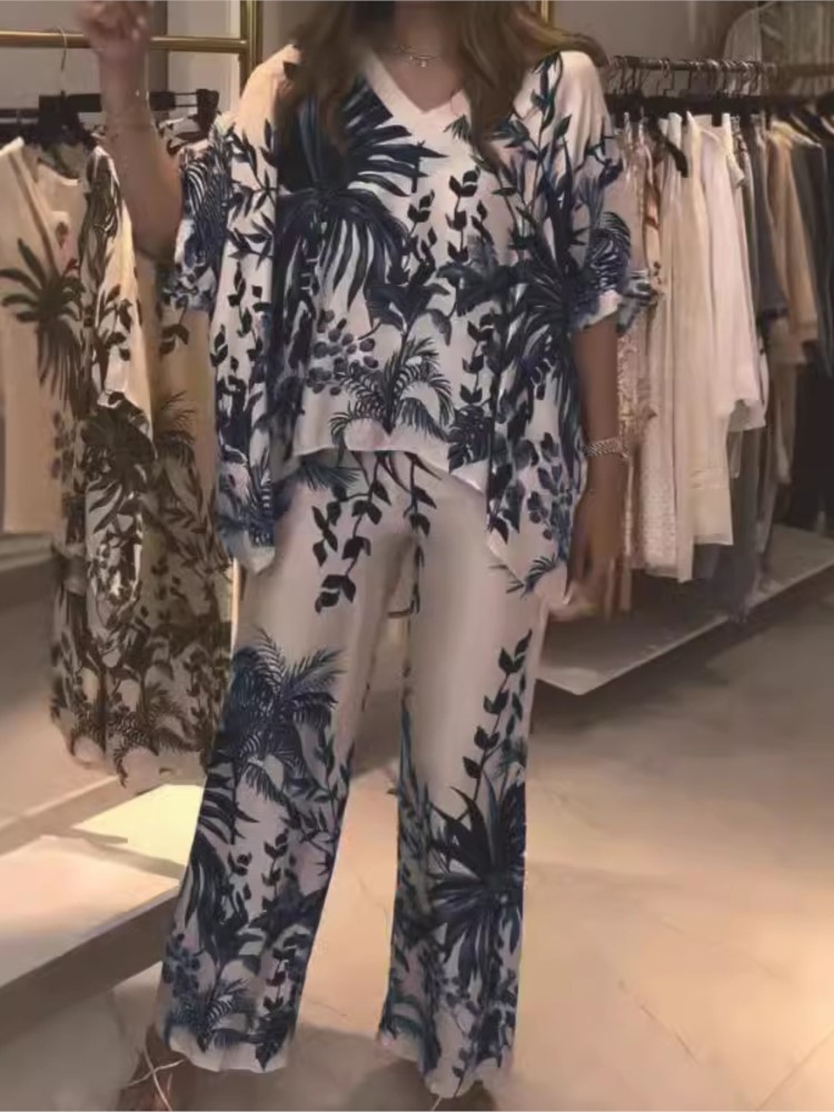 Elegant Two Piece Office Suit  - Romper Floral Print 评论和价格