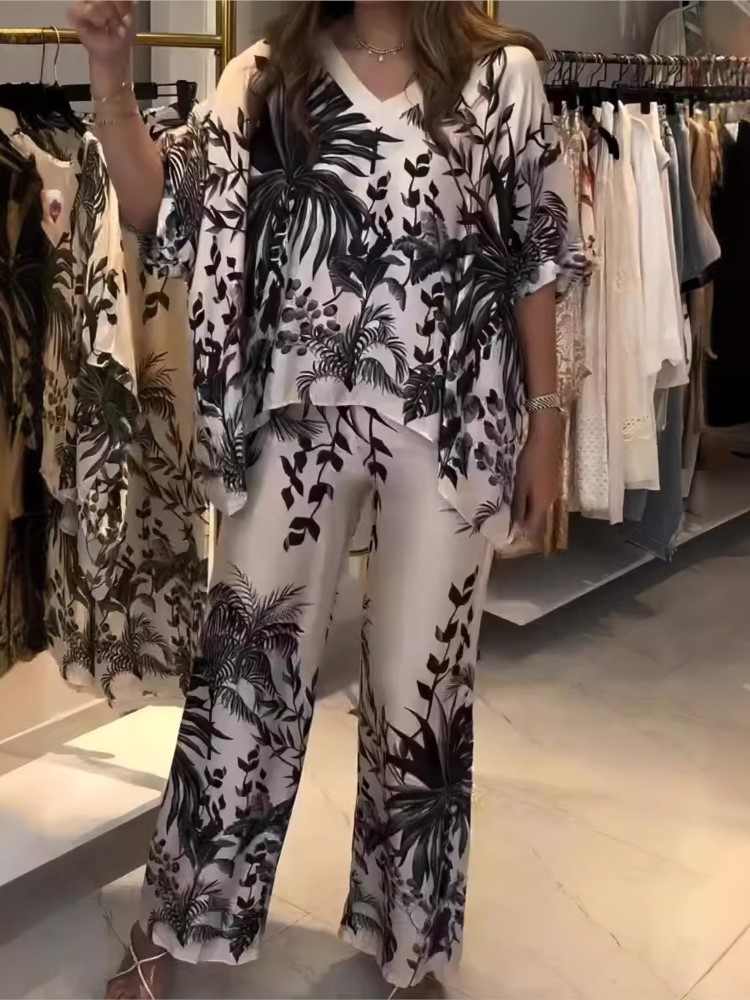 Elegant Two Piece Office Suit  - Romper Floral Print 评论和价格