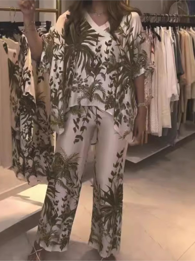 Elegant Two Piece Office Suit  - Romper Floral Print 评论和价格