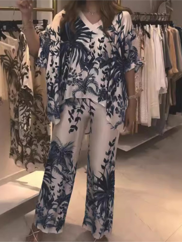 Elegant Two Piece Office Suit  - Romper Floral Print 评论和价格
