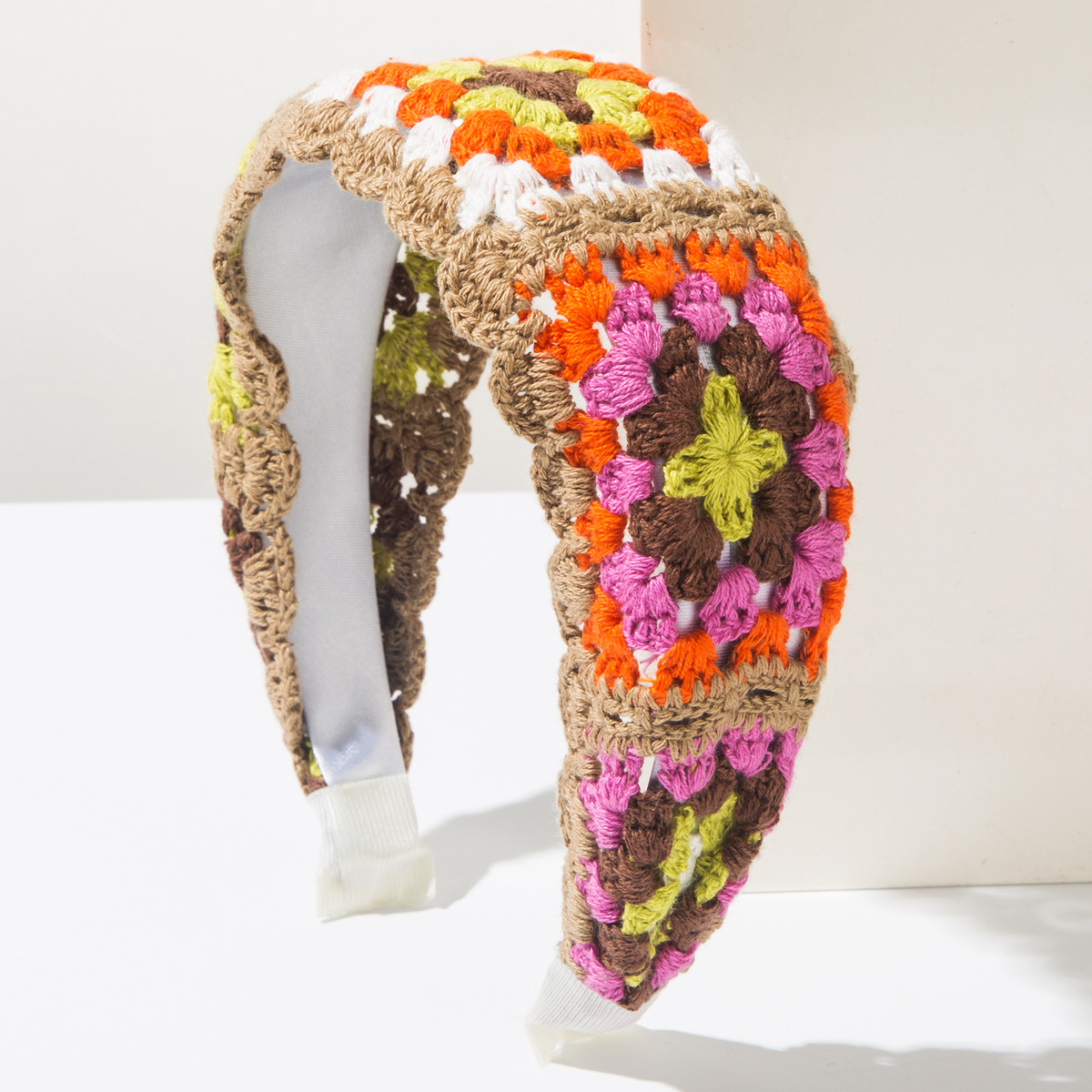 Boho Hand Knit Crochet Flower  - Headband Summer Knit 评论和价格