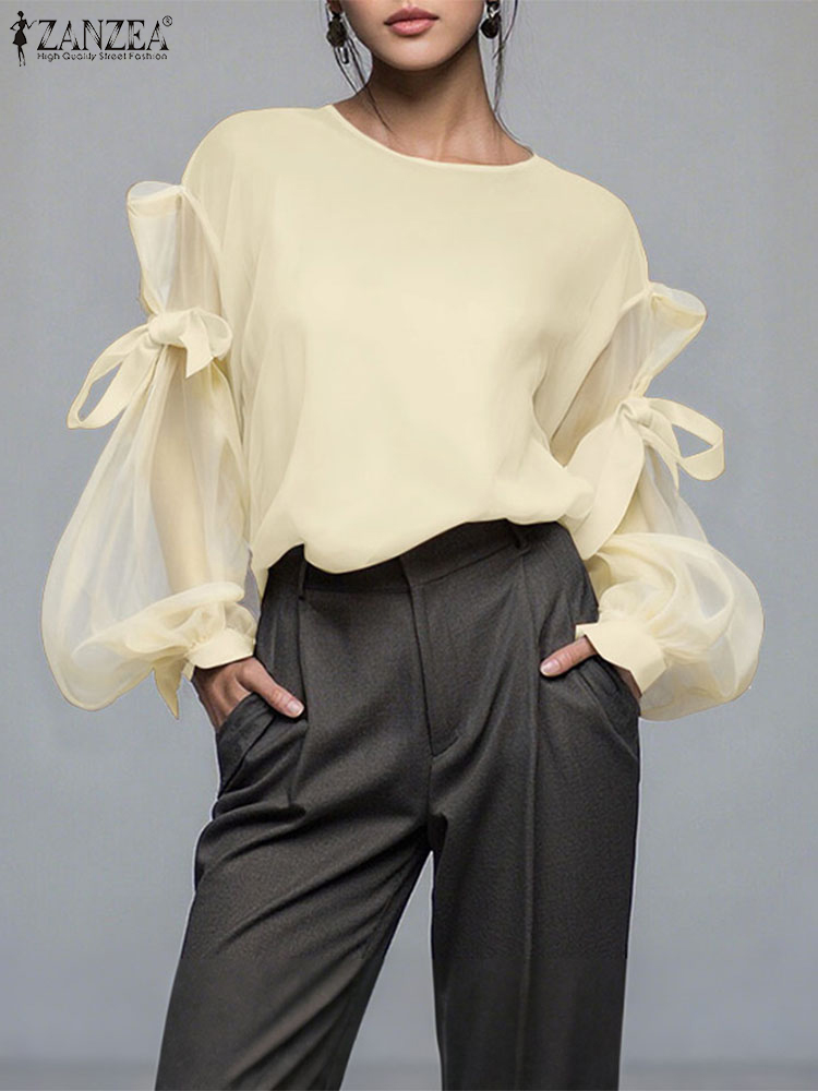 ZANZEA Elegant Bow Women Blous - Blouse Off Shoulder 评论和价格