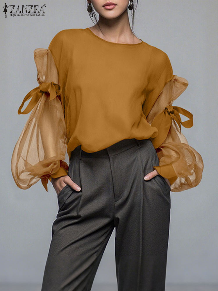 ZANZEA Elegant Bow Women Blous - Blouse Off Shoulder 评论和价格
