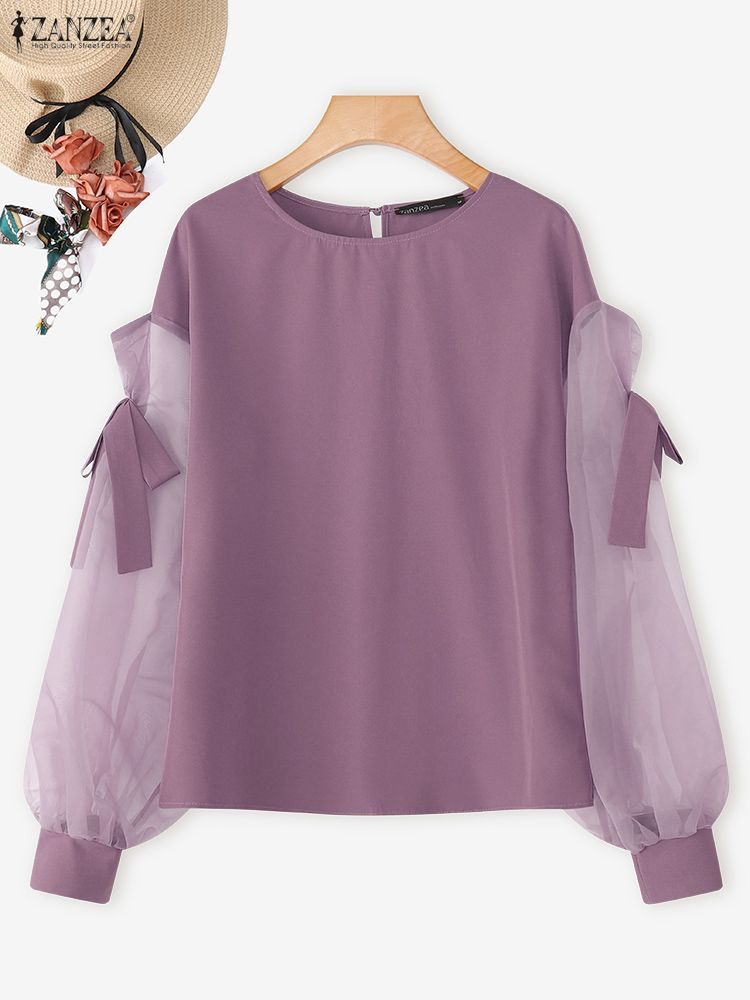 ZANZEA Elegant Bow Women Blous - Blouse Off Shoulder 评论和价格