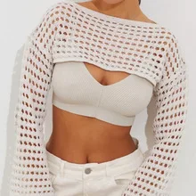 Women Y2k Crochet Knit Hollow  - Crop Top Crochet 评论和价格